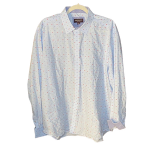 Johnston & Murphy Light Blue and Red Patterned Shirt